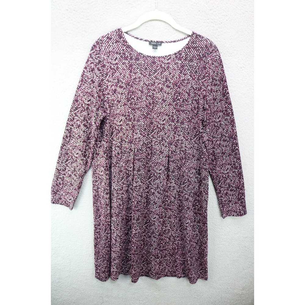J.Jill Wearever Long Sleeve Purple & Black Dress-Medium-Stretchy-Whimsigoth